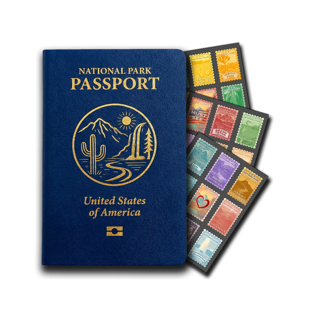 National Park Passport book with stamps on a white background